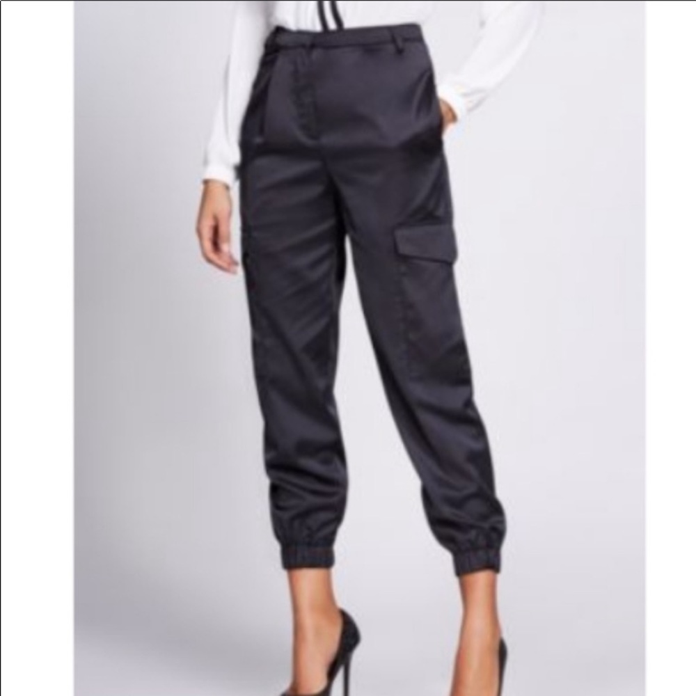 Gabrielle Union Black Satin Capri pants